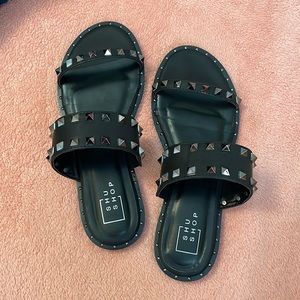 Shu shop black studded sandals